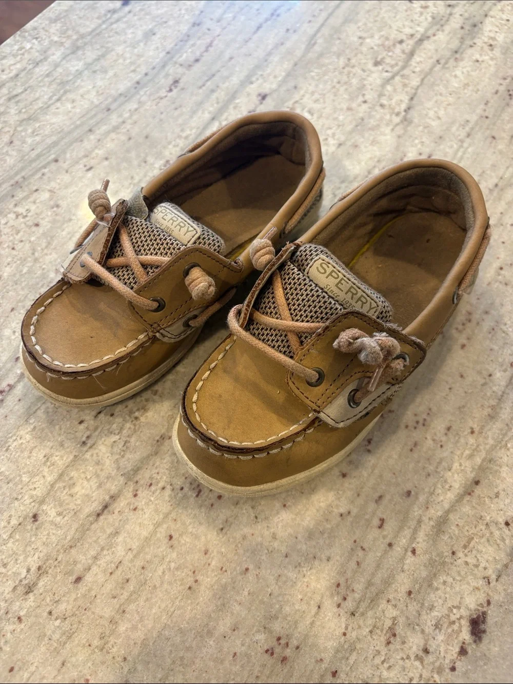 Sperry Kids Tan Leather Moccasin Boat Shoes